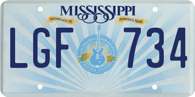MS license plate LGF734