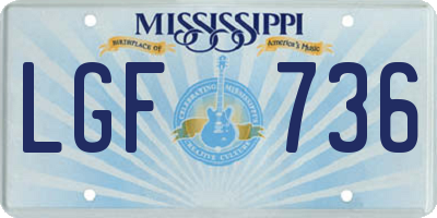 MS license plate LGF736