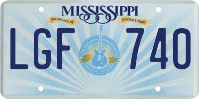 MS license plate LGF740