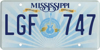MS license plate LGF747