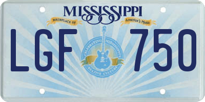 MS license plate LGF750