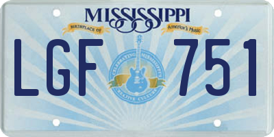 MS license plate LGF751