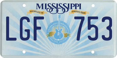 MS license plate LGF753