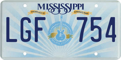 MS license plate LGF754
