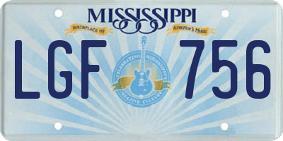 MS license plate LGF756