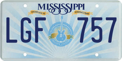 MS license plate LGF757