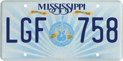MS license plate LGF758