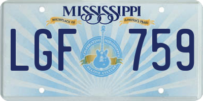 MS license plate LGF759