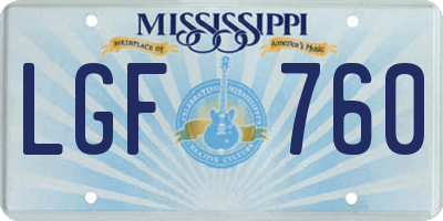 MS license plate LGF760