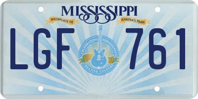 MS license plate LGF761