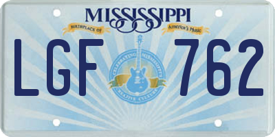 MS license plate LGF762