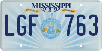 MS license plate LGF763