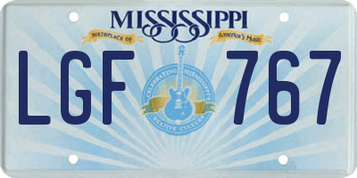 MS license plate LGF767