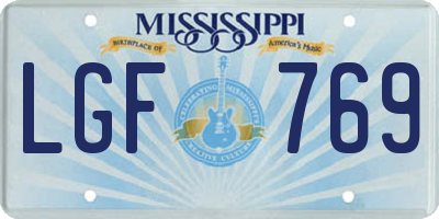 MS license plate LGF769