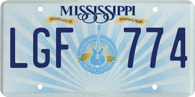 MS license plate LGF774