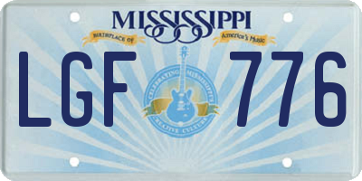 MS license plate LGF776