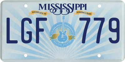MS license plate LGF779