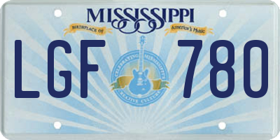 MS license plate LGF780