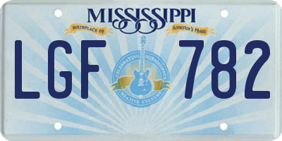 MS license plate LGF782