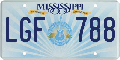 MS license plate LGF788