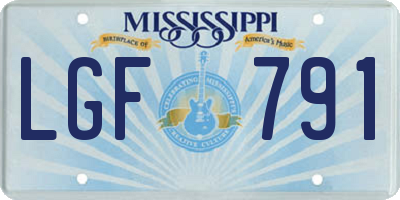 MS license plate LGF791