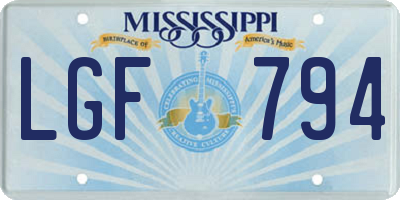 MS license plate LGF794