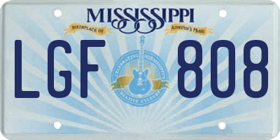 MS license plate LGF808