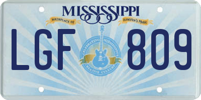 MS license plate LGF809