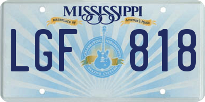 MS license plate LGF818