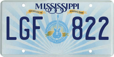 MS license plate LGF822