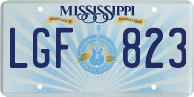MS license plate LGF823