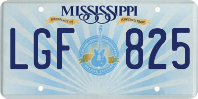 MS license plate LGF825