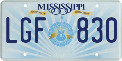 MS license plate LGF830