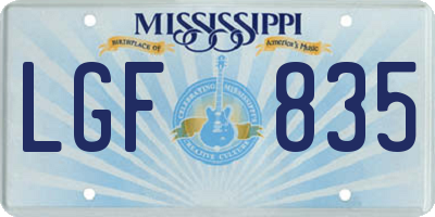 MS license plate LGF835
