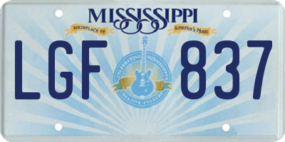MS license plate LGF837