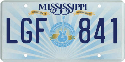 MS license plate LGF841