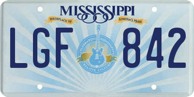 MS license plate LGF842