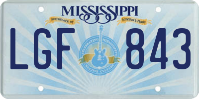 MS license plate LGF843