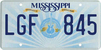 MS license plate LGF845