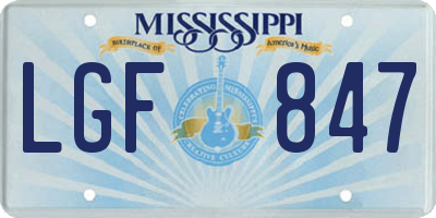MS license plate LGF847