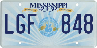 MS license plate LGF848