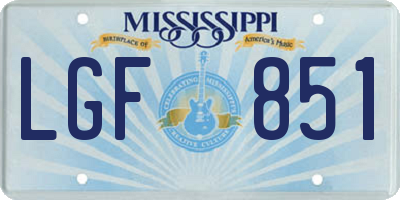 MS license plate LGF851