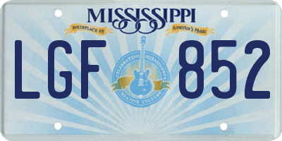 MS license plate LGF852