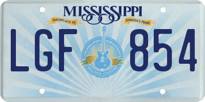 MS license plate LGF854