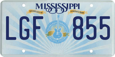 MS license plate LGF855