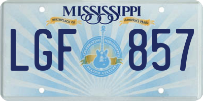 MS license plate LGF857