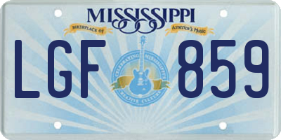 MS license plate LGF859