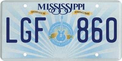 MS license plate LGF860