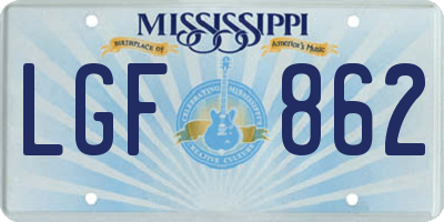 MS license plate LGF862
