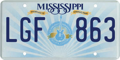 MS license plate LGF863